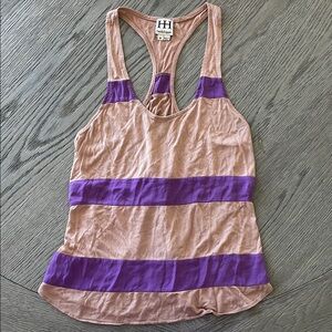 Haute Hippie Purple and Tan Striped Women's Top, Size M